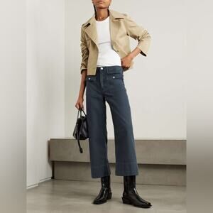 Frame The 70s Patch Pocket Crop Straight Pant In Washed Navy Size 34